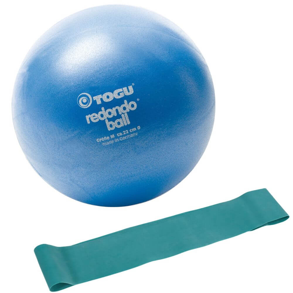 Kombi-Set Redondo Ball blau 22 cm und Theragym Loop grün, mittel